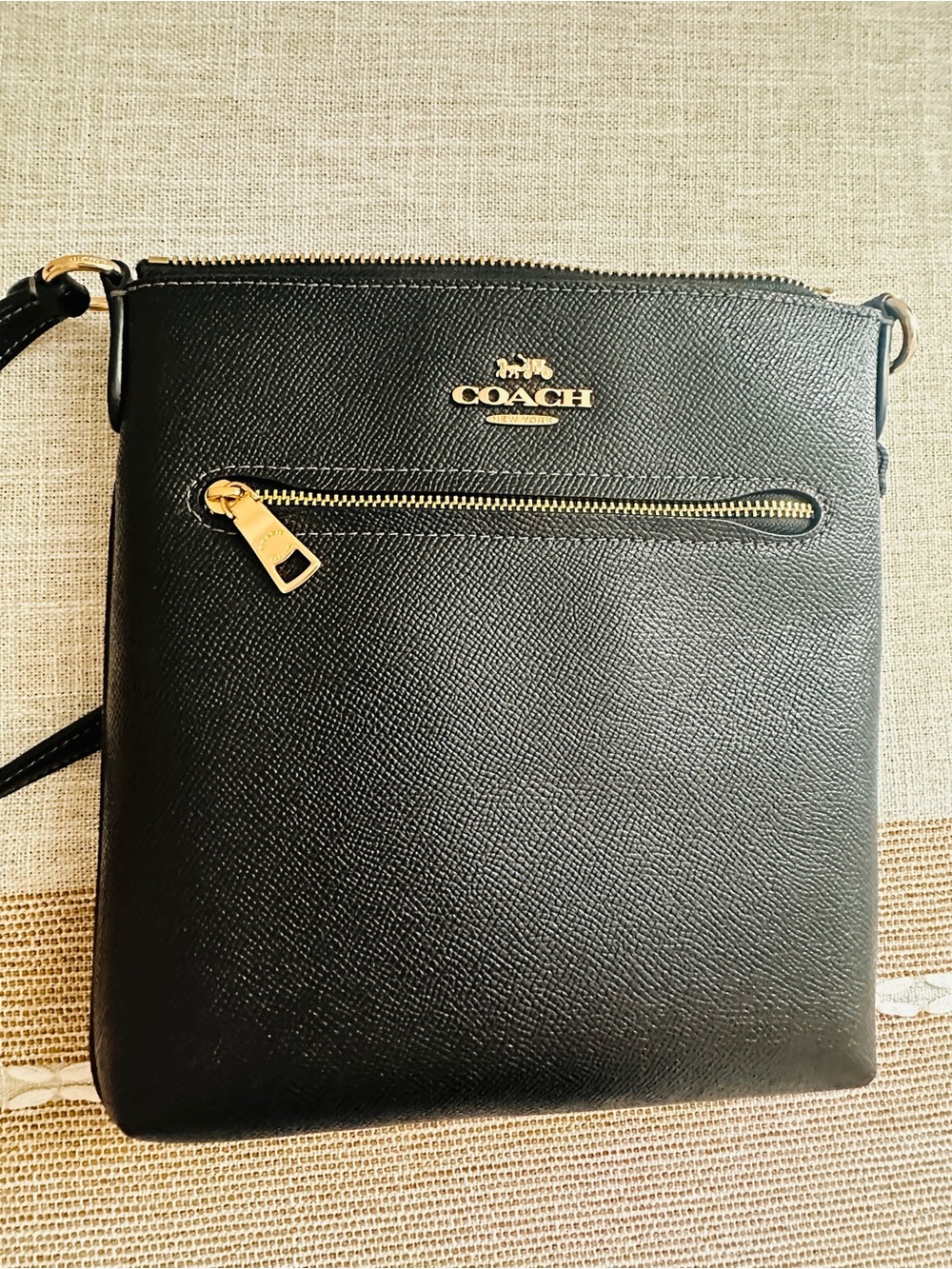 Coach Black Mini Rowan File Pebbled Leather Crossbody with Gold Accents - Picture 13 of 14